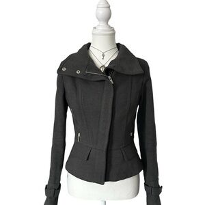 Y2K “Jacob” Grey Asymmetrical Zip-up Long Sleeve Jacket